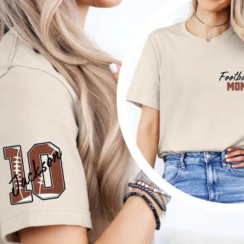 Custom Football Mom Shirt, Football Mom Shirt Number, Personalized Football Mom, Football Mom Shirt, Football Mama Tee Top Womenswear Top Womenswear Comfort Streetwear Tshirt Summer