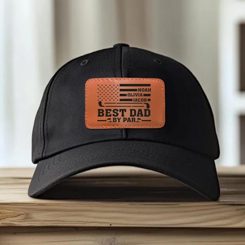 Custom Golf Dad Hat, Best Dad By Par, Dad Leather Patch Hat, Golf Gifts for Dad, Father Day Gift Golf, Fathers Day Gifts...