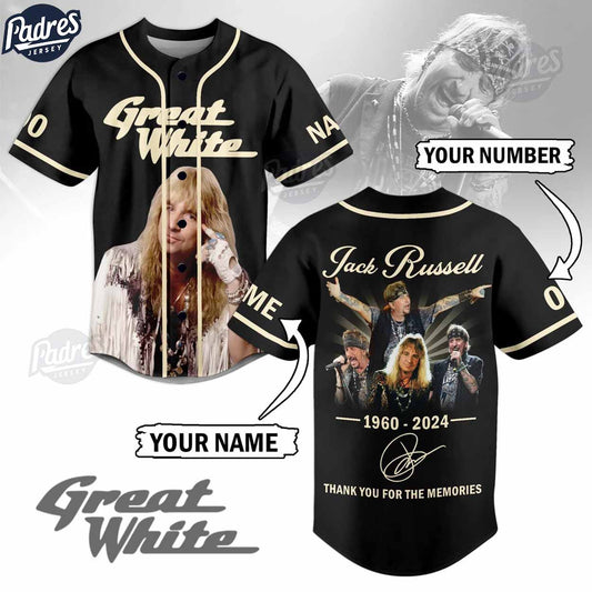 Custom Great White Jack Russell Baseball Jersey - Padres Jersey Oasis: Elevate Your Baseball Style Game