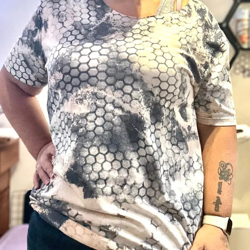 Custom Honeycomb Bleached T-shirt Hoodie, Sweatshirt | DripVista.com