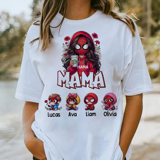 Custom Kid's Name Mama Sp10der Man Shirt, Personalized M0rvel Sp1der Man Shirt, Mother's Day Shirt, Gift For Mom