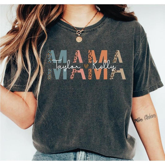 Custom Mama Shirt, Mom Shirt With Kids Names, Personalized Mom Tshirt, Mama With Children Names Tee