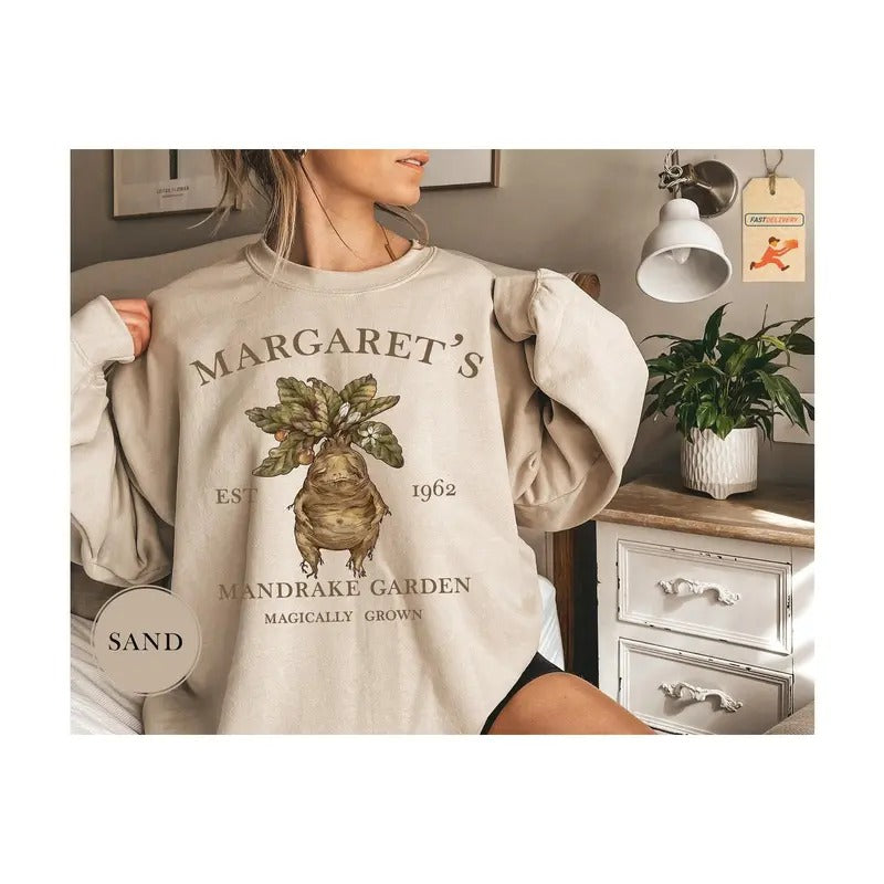 Custom Mandrake Garden Magically Grown Sweatshirt, Wizard Sweatshirt, Herbology Sweatshirt, Mandrake Sweatshirt, Custom Name Gift Sweatshirt