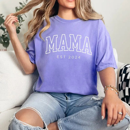 Custom Mom Shirt, Mama Est 2024 Shirt, Gift for Mom, New Mom Gift, Mother's Day Womenswear Top