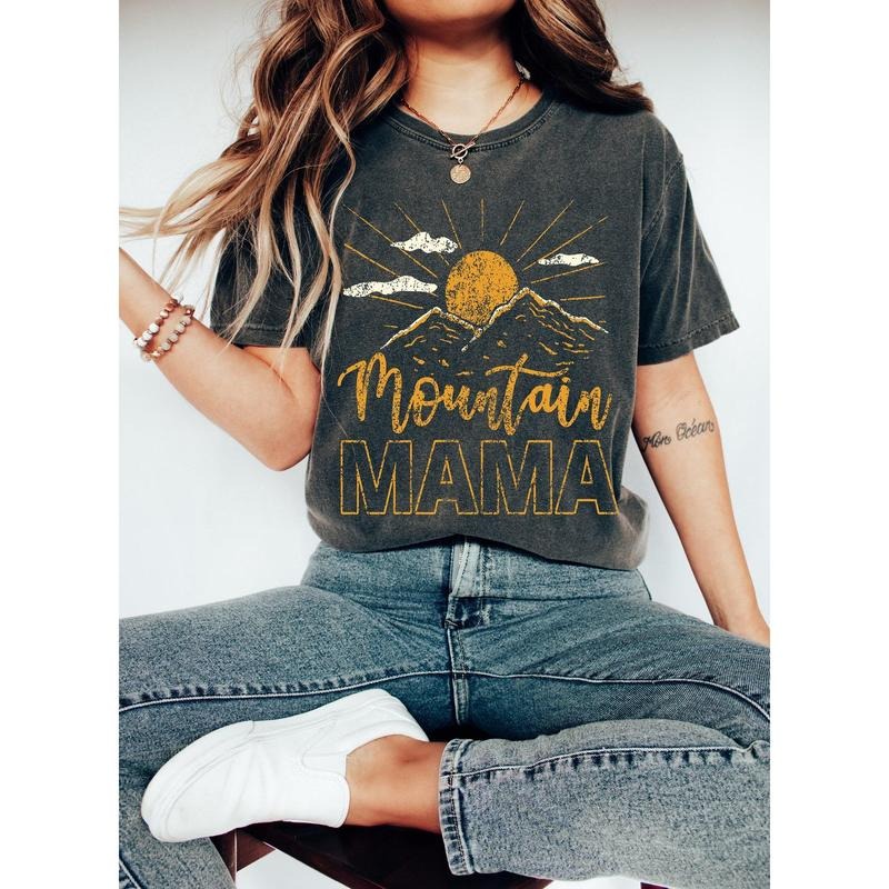 Custom Mountain Mama Shirt,Camping Tee, Cute 70s ,Mountain Mama,Mountain Shirt,Mountain Mom, Mountain Mama Tee,Mountain...