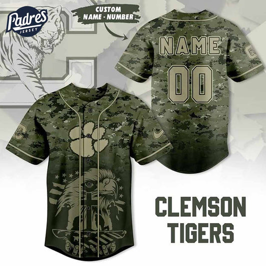 Custom NCAA Clemson Tigers Eagle Camo Baseball Jersey - Padres Jersey Oasis: Elevate Your Baseball Style Game