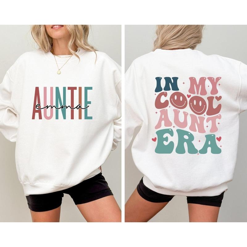 Custom Name In My Cool Aunt Era Sweatshirt, Aunt Hoodie, In My Aunt Sweater, Retro Aunt Sweatshirt, Gift For Aunt Sweatshirt, Funny Aunt Sweater, Auntie