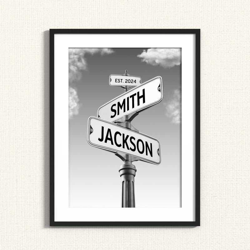 Custom Name Vintage Street Sign Canvas Print, Best Gift For сOuple, Gifts For Wife Husband, Poster Prints No Frame,...