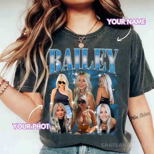 Custom Photo Bootleg Girlfriend 6 Face 90s Retro Vintage Shirt, Shirt with Face on It for Boyfriend Birthday Gift, Pictures Tee for Couple