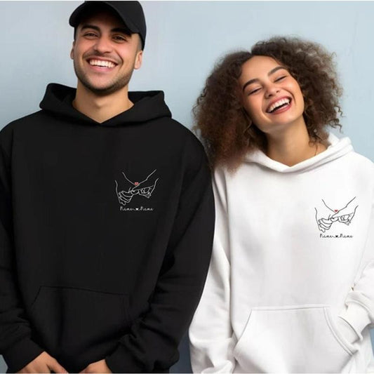 Custom Pinky Promise Hoodie, Matching Couple Hoodies, Valentines Day Gift, Personalized Name Date Hoodie, Anniversary Gift, Christmas Gifts
