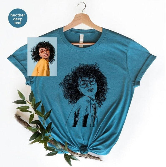 Custom Portrait from Photo T Shirt, Personalized Photo Crewneck Sweatshirt, Personalized Gifts, Family Gifts, Portrait from Photo Drawing Unisex Full Size