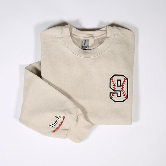 Custom Softball Embroidered Sweatshirt, Embroidery Personalized Game Day Hoodie, Softball Number And Name Outfit, Softball Mom Clothing Gift