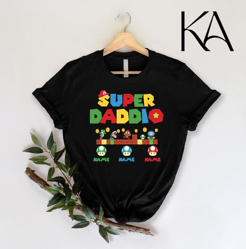 Custom Super Daddio Shirt, Personalized Kids Name Dad Shirt, Daddy Shirt, Father's Day Shirt, Gift for Dad, Super Dad Shirt ,Gamer Daddy Tee