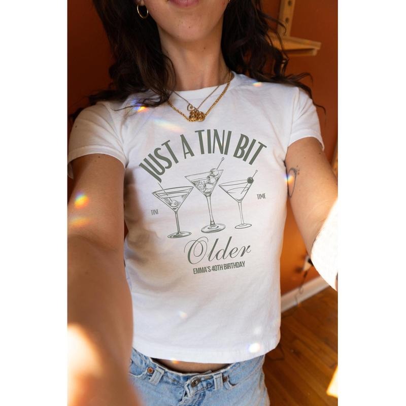 Custom Tini Bit Older Baby Tee, Dirty Martini Shirt Martini Themed Birthday Baby Tee, Tinis and Bikinis Dirty Thirty 40th Birthday A Tiny Bit Old Baby Tee
