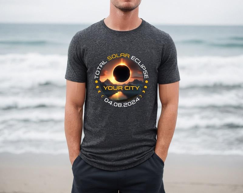 Custom Total Solar Eclipse Shirt, City State Eclipse 4.8.2024 Shirt Hoodie, Sweatshirt | DripVista.com