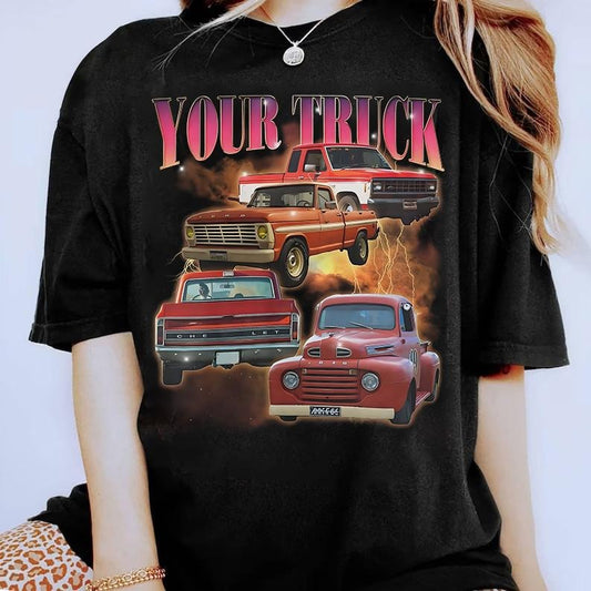 Custom Truck Shirt, Personalized Vintage Pickup Truck Shirts, Bootleg Rap Tee, Custom Vintage Shirt, American Muscle, Gift for dad, BF Gift
