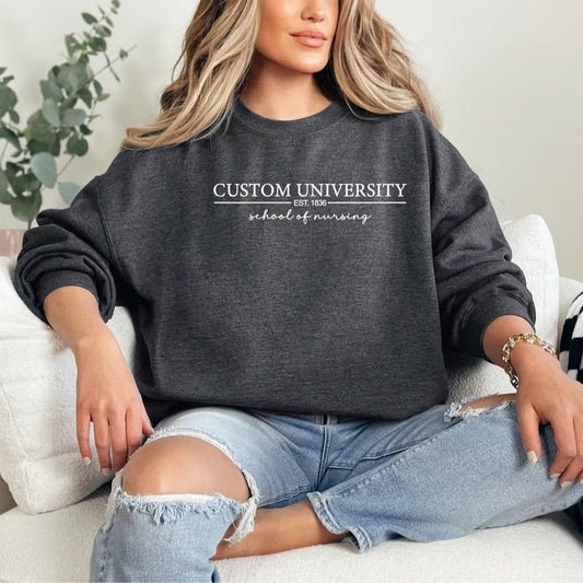 Custom University Sweatshirt, Custom College Hoodie, Personalized School Sweatshirt Custom Design University Sweatshirt Personalized College Womenswear Tops