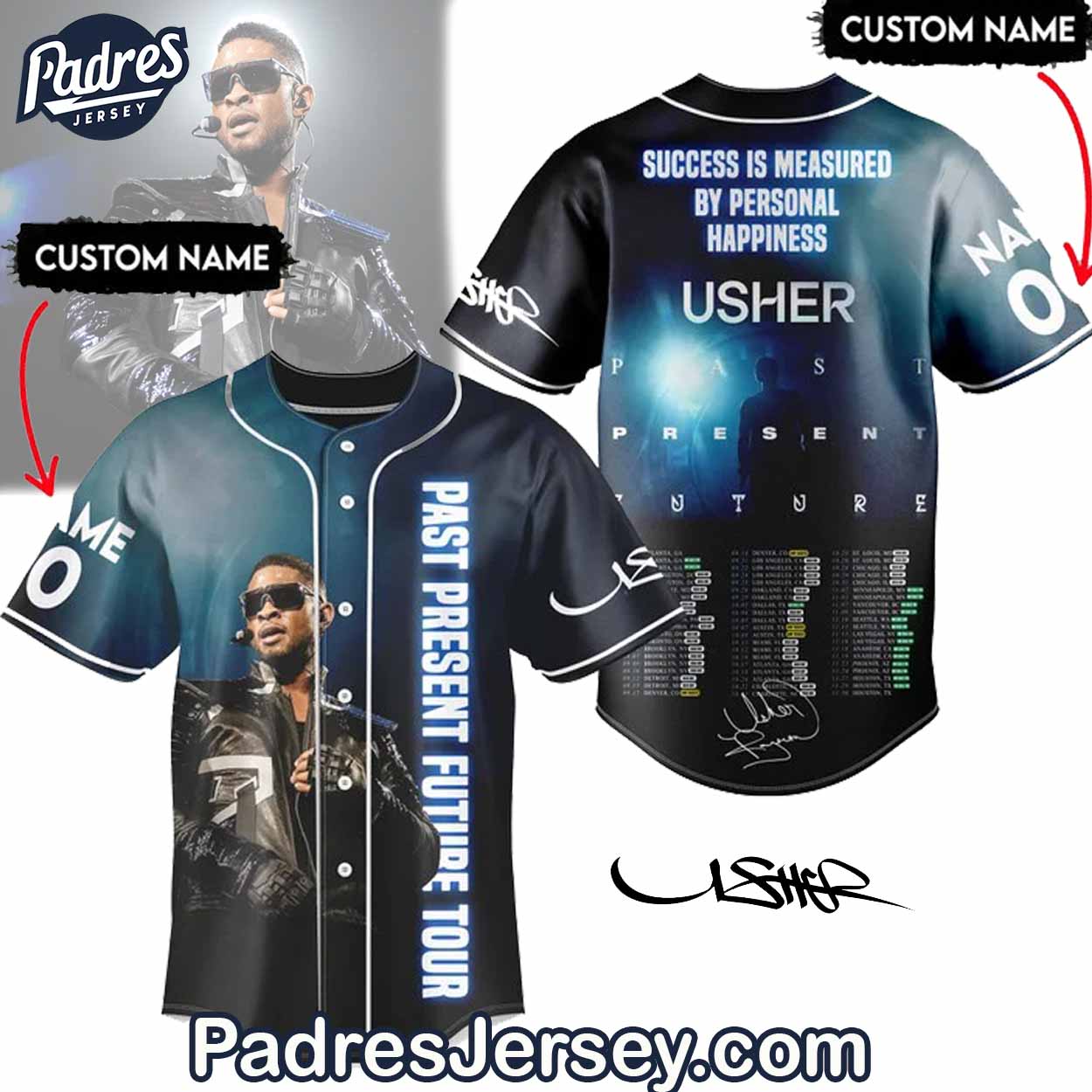 Custom Usher Past Present Future Baseball Jersey - Padres Jersey Oasis: Elevate Your Baseball Style Game