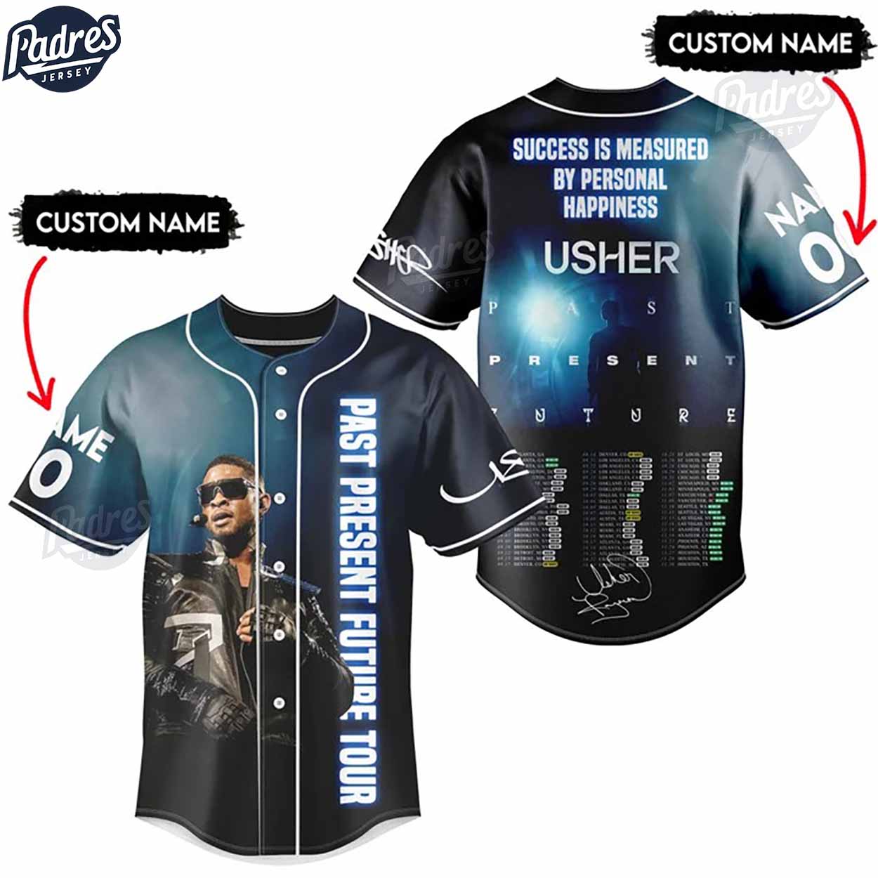 Custom Usher Past Present Future Baseball Jersey - Padres Jersey Oasis: Elevate Your Baseball Style Game