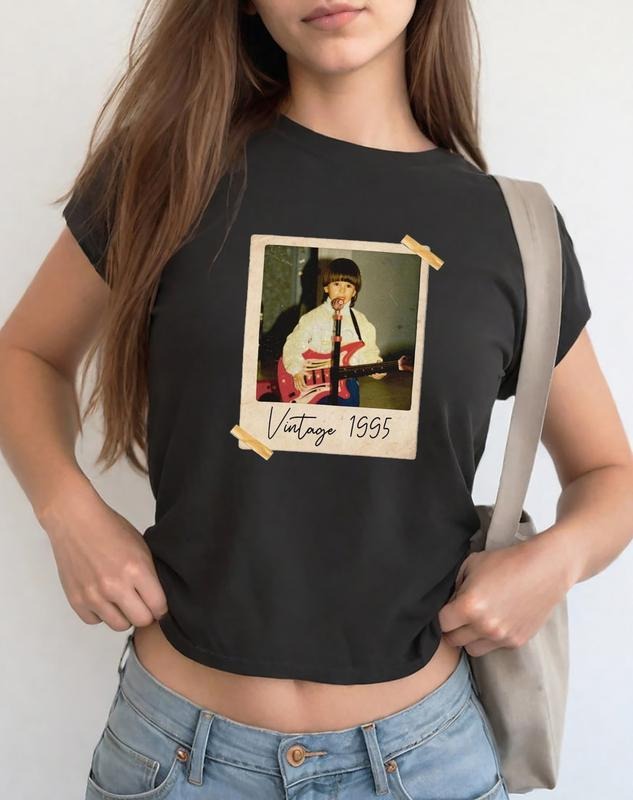 Custom Vintage Photo Baby Tee, Personalized Photo And Year T-Shirt, Custom Photo Birthday Gift, Gift For Her