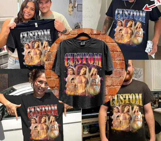 Custom Your Own Bootleg Tee, Retro Custom Bootleg Rap Tee, Custom Bootleg, Custom Your Photo, Insert Your Design, Vintage Graphic 90s Tshirt Menswear Top Menswear Top Streetwear T-Shirt Round Neck Crewneck