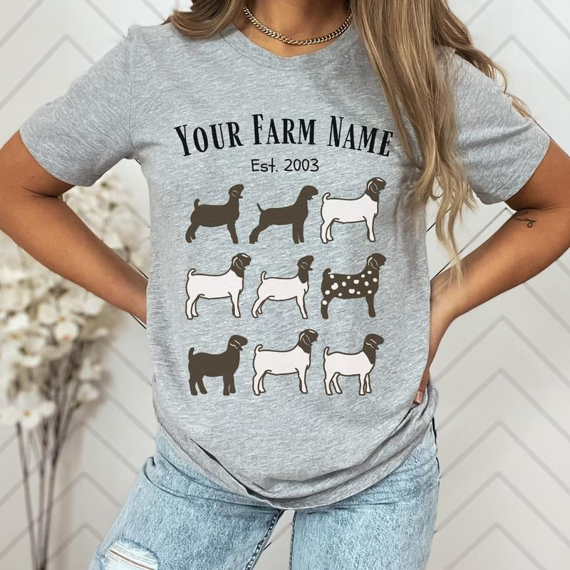 Custom your farm name Boer Goat Shirt, Show Goat T-Shirt UNISEX, America Boer Goat Tshirt, Farm Animals Tee