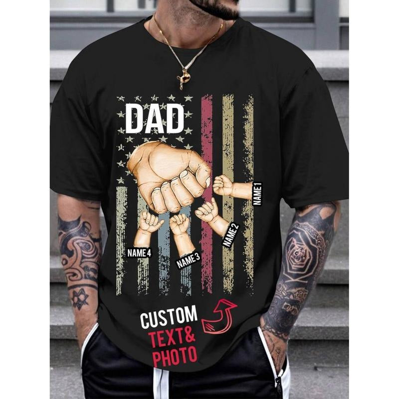 Customizable Dad Fist Bump Patriotic Lightsaber brand & Stripes T-Shirt Comfy Menswear Hoodie, Sweatshirt | DripVista.com