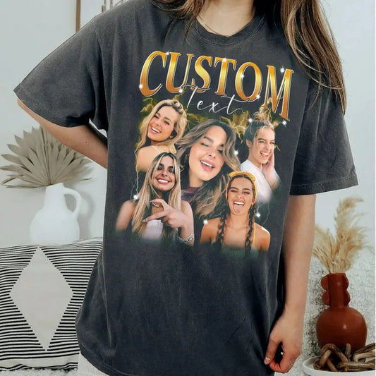Customized Photo Bootleg T-Shirt, Vintage Custom Photo Tee Shirt, Personalized Portrait Sweatshirt, Custom Birthday Gift Ideas, Girlfriend Gift