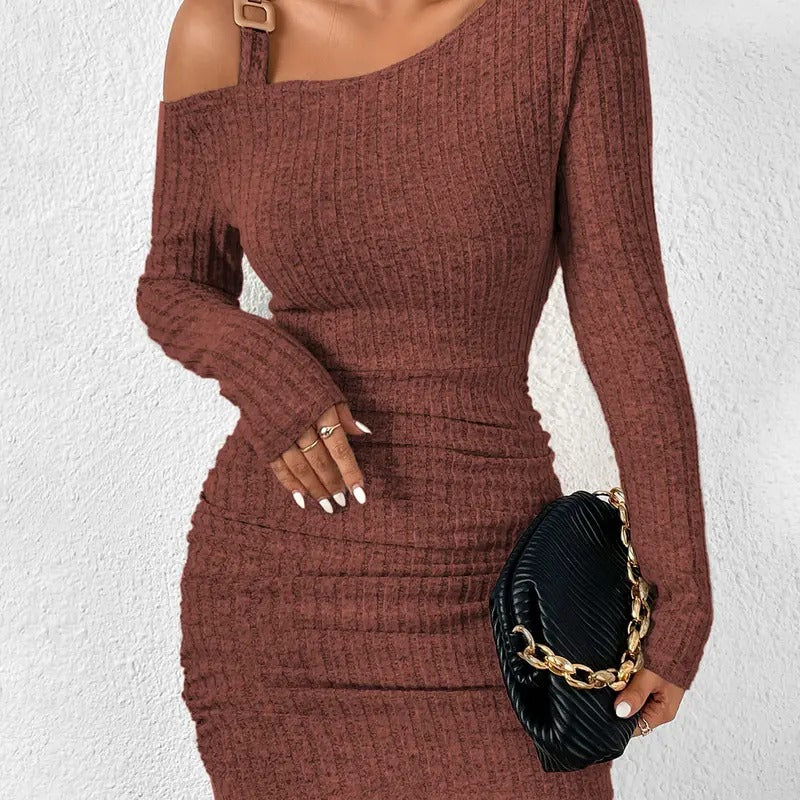 Cut Out Asymmetrical Neck Ruched Bodycon Long Sleeve Mini DressY2K T-Shirts, Hoodie, Sweatshirt | DripVista.com