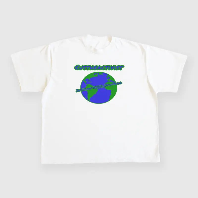 Cut The Activist International Scumbag Custom Printed White T-Shirt Hoodie, Sweatshirt | DripVista.com