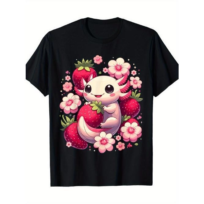 Cute Axolotl Kawaii Anime Axolotl Strawberry T-Shirt Made in USA Hoodie, Sweatshirt | DripVista.com