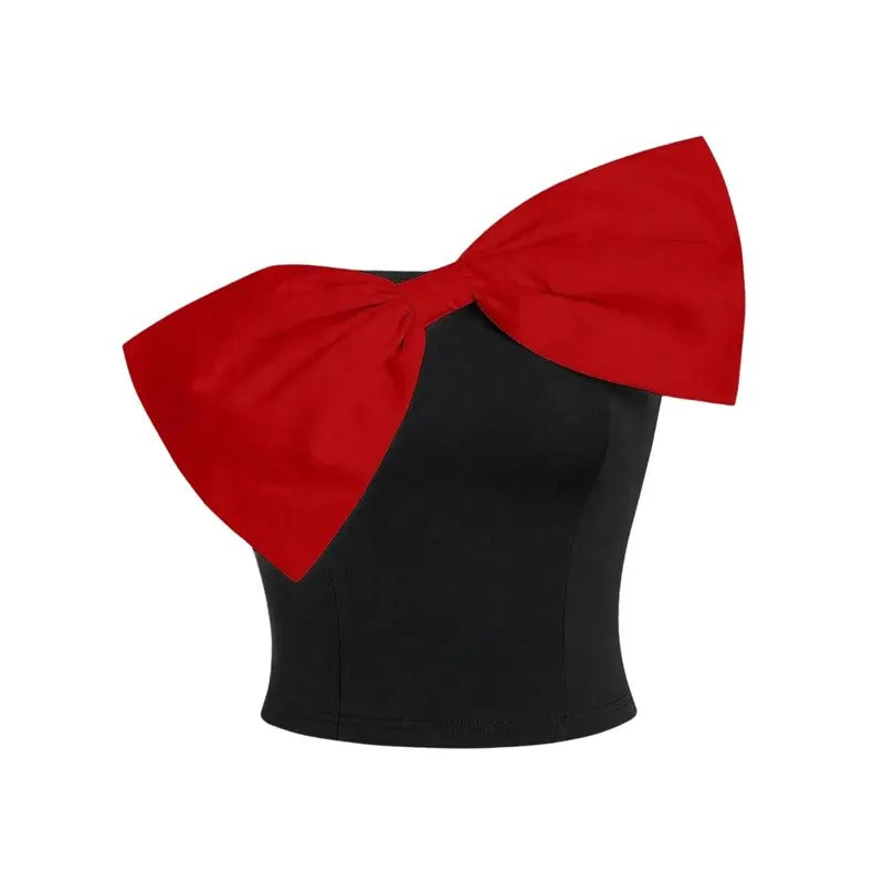 Cute Bow Tube Top  Going Out Cropped Tops Fashion Sleeveless Strapless Tops T-Shirts, Hoodie, Sweatshirt | DripVista.com