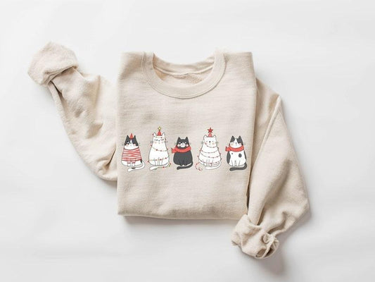 Cute Cat Christmas Sweatshirt, Cat Lover Gift For Christmas, Womens Christmas Sweatshirt, Holiday Sweatshirt, Cat Mom Shirt, Winter Shirt