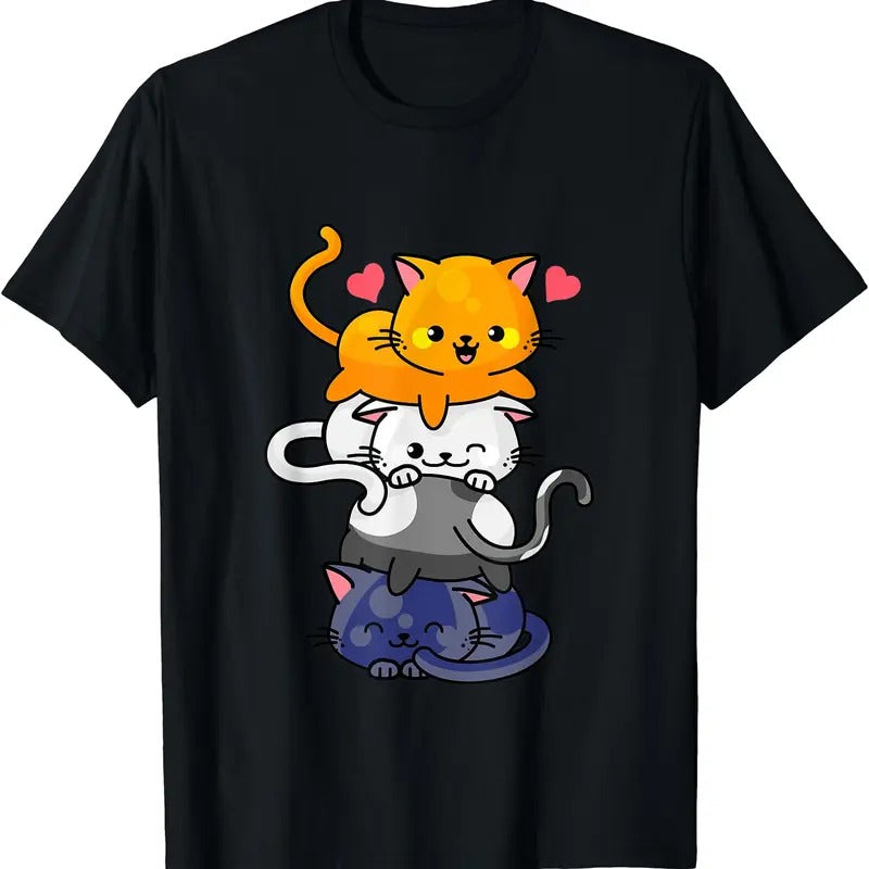 Cute Cat For Women Girls Kitty Pile Cats Anime Kawaii Neko TShirt Hoodie, Sweatshirt | DripVista.com