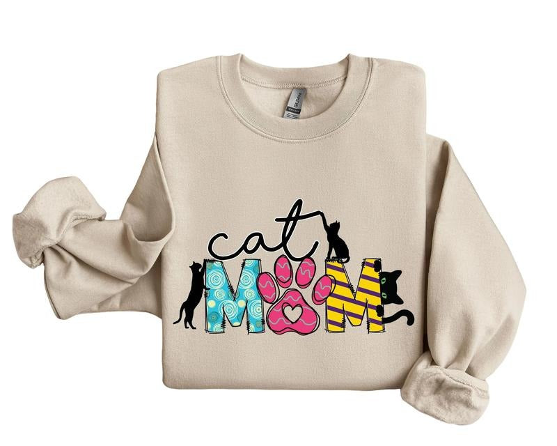 Cute Cat Mom Sweater, Cat Lover Sweater, Mothers Day Shirt, Gift For Pet Mom Sweater, Unisex Sweatshirt, Gifts For Mother...