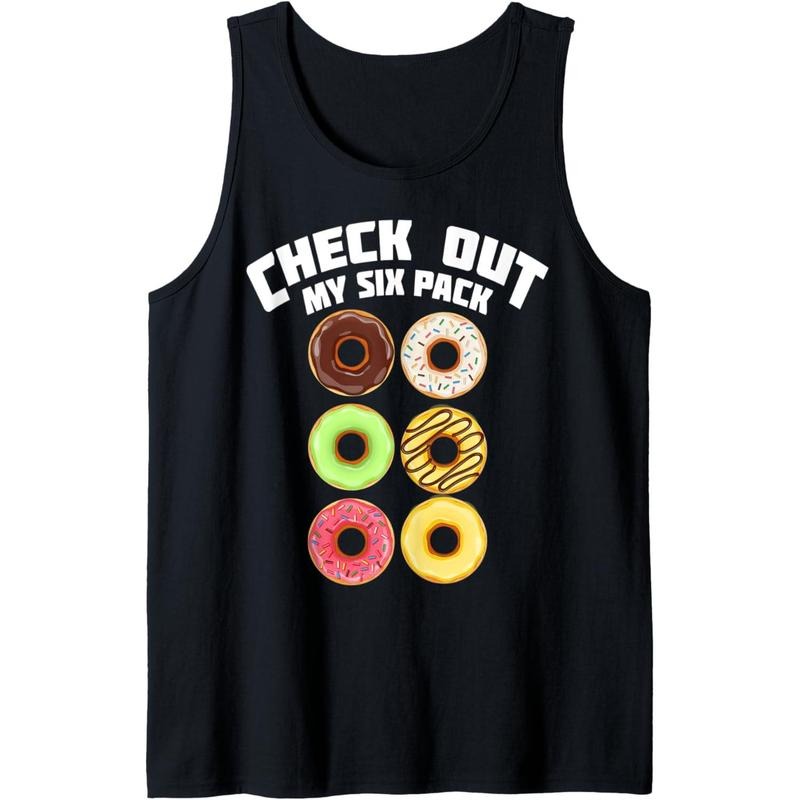 Cute Check Out My Six Pack Doughnut Abs Art Tank Top T-Shirts, Hoodie, Sweatshirt | DripVista.com