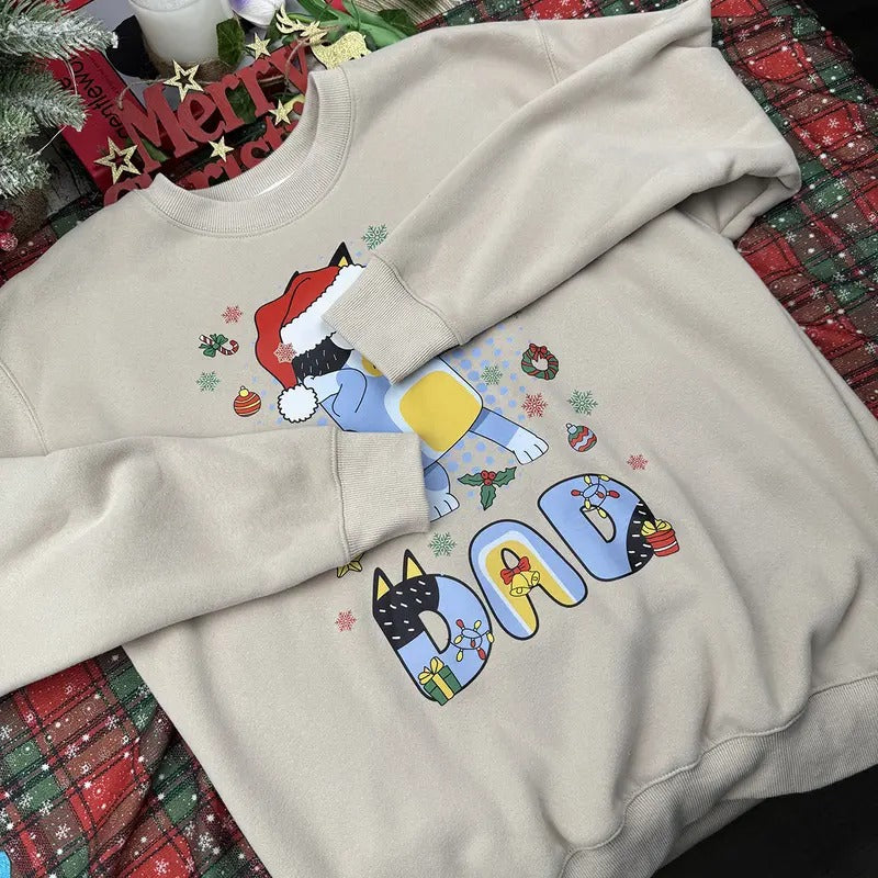 Cute Christmas Dad Crewneck Sweatshirt, Christmas Family Matching Shirt, Christmas 2024 Gifts Hoodie | DripVista.com