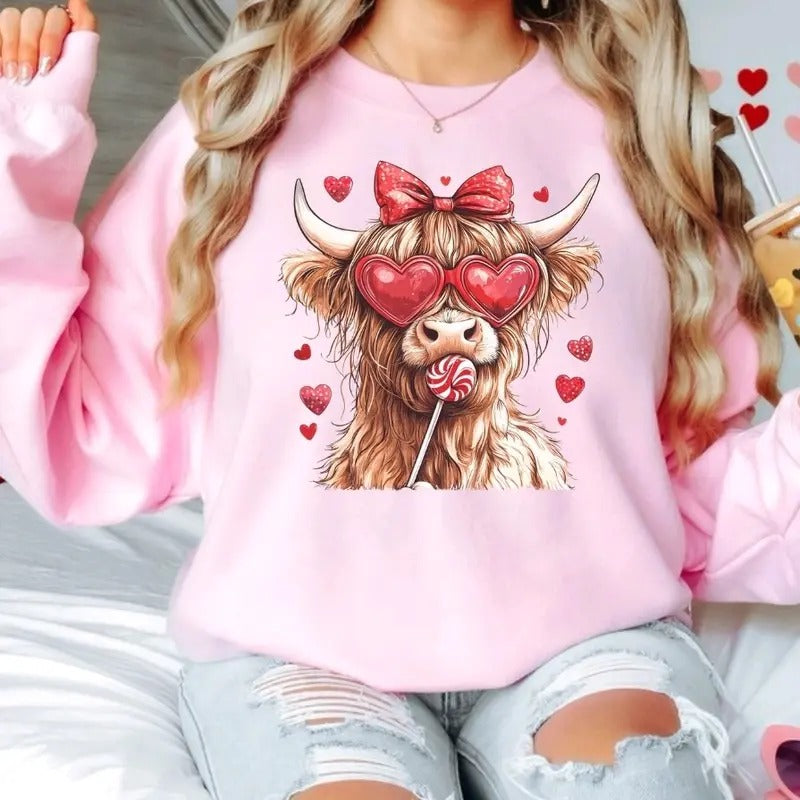 Cute Cow Lovers Valentines Day  - Sweatshirt T-Shirts, Hoodie | DripVista.com