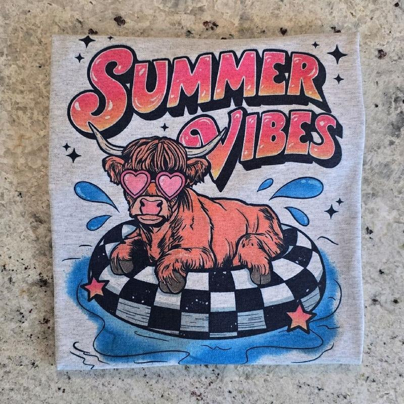 Cute Cow Summer Vibes Summer Graphic Tee Hoodie, Sweatshirt | DripVista.com