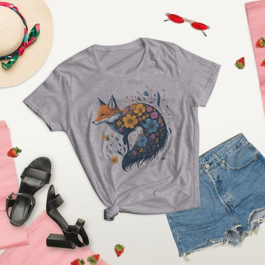 Cute Flower Fox T Shirt Hoodie Sweater, Wildflower Meadow, Woodland Lover Gift for Her, Fairycore Tee, Vintage Floral Cottagecore Shirt, Forestcore T-Shirt