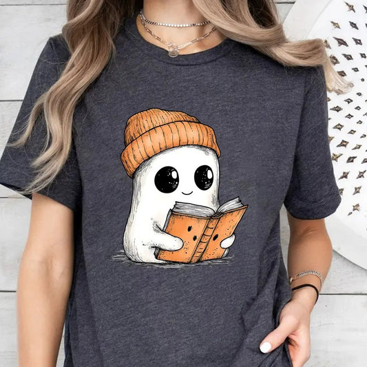 Cute Ghost Reading Book Halloween Tshirt, Ghost Reading Book Girly Shirt, Ghost Girly Halloween Gift, Trendy Halloween Gift