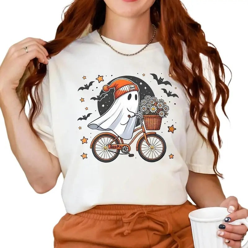 Cute Halloween Ghost Shirt, Halloween Women's Comfort Color Tshirt, Fall Shirt, Halloween Party Shirt, Spooky Season Shirt, Autumn Tee