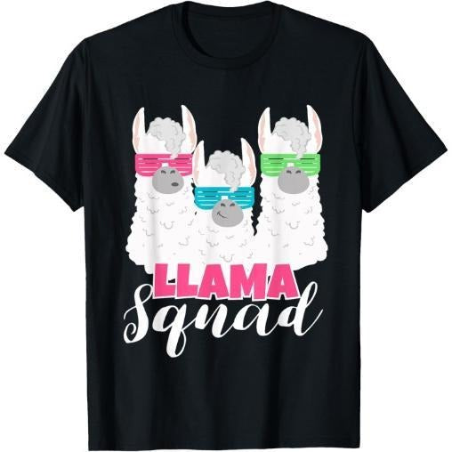 Cute Llama Squad Shirt Retro 80s Style Tshirt Gift T-Shirt Made in USA Hoodie, Sweatshirt | DripVista.com