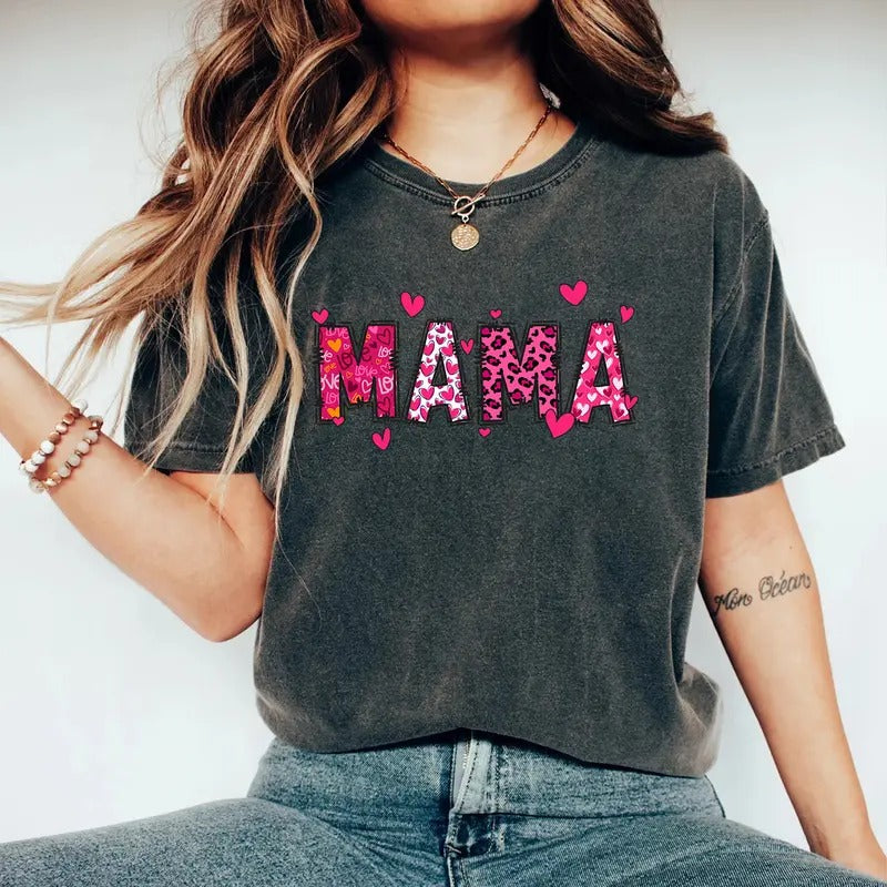 Cute Mama Heart T-shirt, Valentine Mom Shirt, Mothers Day Gift, Mom Birthday Gift Hoodie, Sweatshirt | DripVista.com