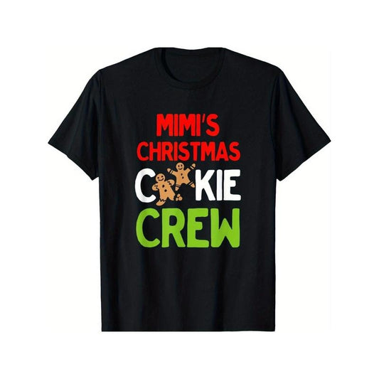 Cute Mimi's Christmas Cookie Crew for Grandkids and Families T-Shirt for Men Women, Christmas Halloween New year Thanksgiving day Gift for Men Women Dad Mom Friend, Unisex Soft Fabric 100% cotton Black Tee Made in USA