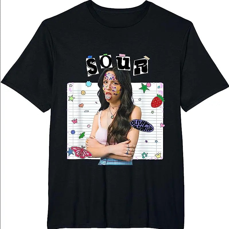 Cute Oliviaaa Black Tee, Rodrigooo Sour Merch T-Shirt