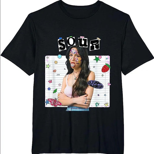 Cute Oliviaaa Black Tee, Rodrigooo Sour Merch T-Shirt