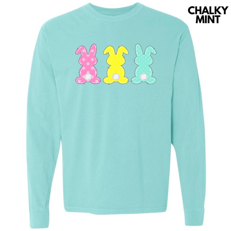 Cute Pattern Bunny Trio Long Sleeve Comfort Colors T-Shirt 'NLB' Hoodie, Sweatshirt | DripVista.com