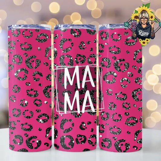 Cute Pink Leopard Print Mama 20oz Stainless Steel Tumbler