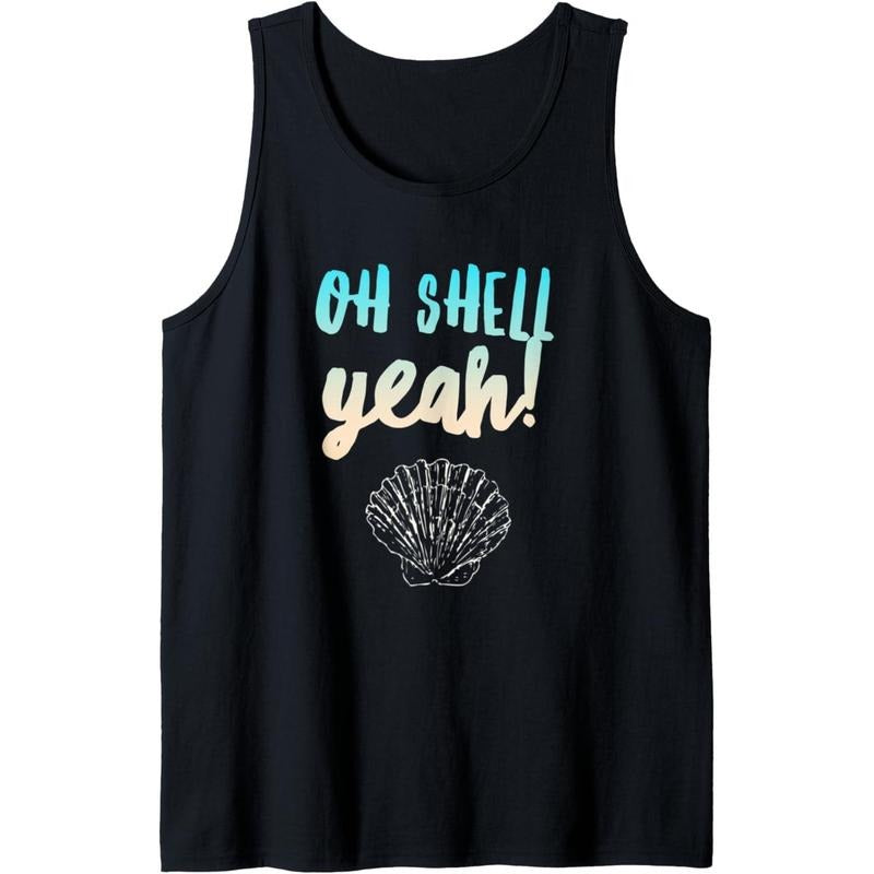 Beach Attire / Shell Yeah Saying / Cute Seashell Design Tank Top Made in USA T-Shirts, Hoodie, Sweatshirt | DripVista.com